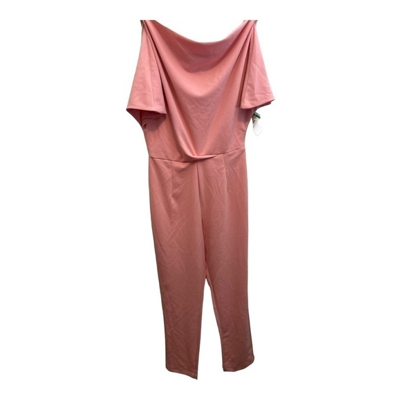 Alexia ADMOR Draped One-Shoulder Jumpsuit on pink blush - Picture 3 of 16
